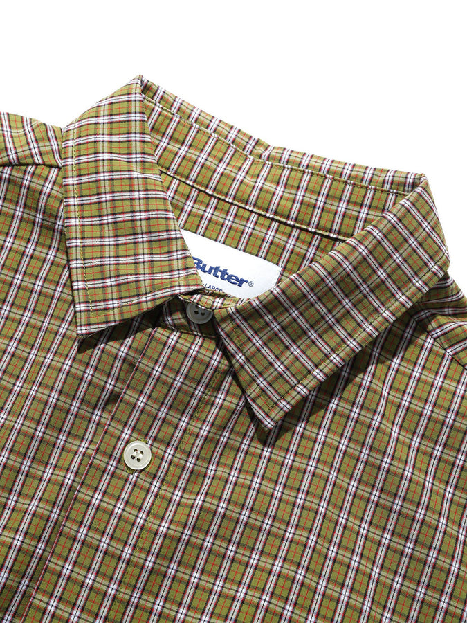 Butter Goods Equipment Short Sleeve Buttondown Shirt Summer 2026 | LIME/RED