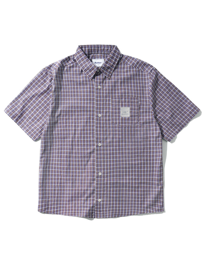 Butter Goods Equipment Short Sleeve Buttondown Shirt Summer 2026 | NAVY/BROWN