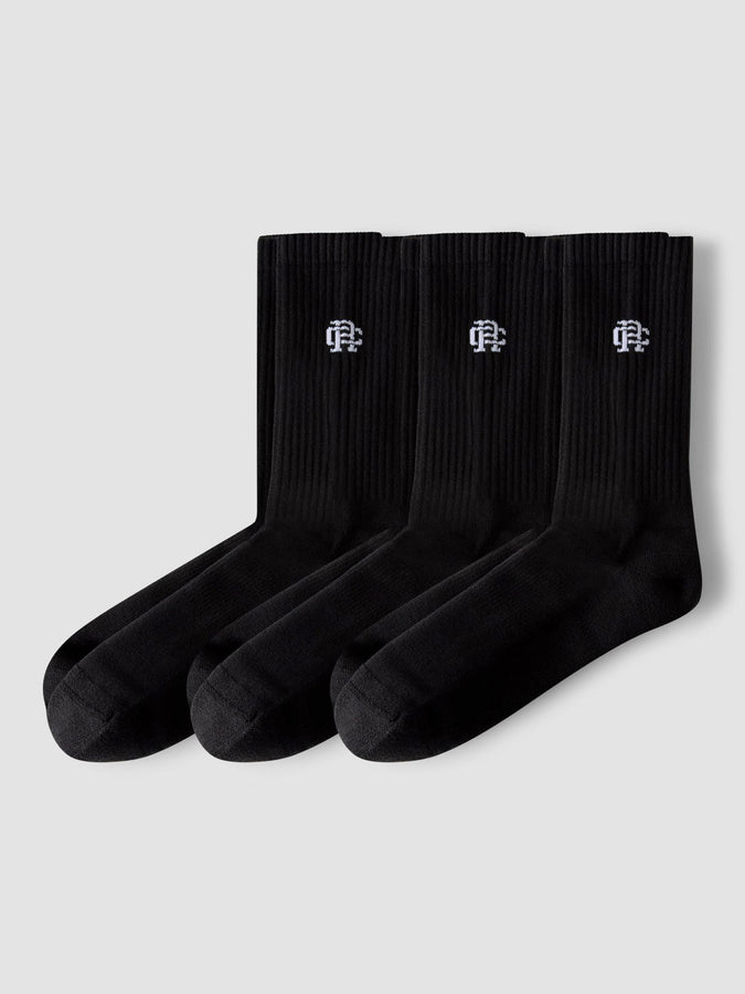 Reigning Champ Classic 3 Pack Socks Spring 2026 | BLACK