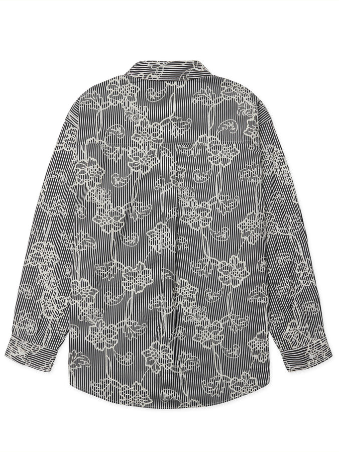 Woodbird Brooks EMB Long Sleeve Buttondown Shirt Fall 2026 | BLACK/WHITE