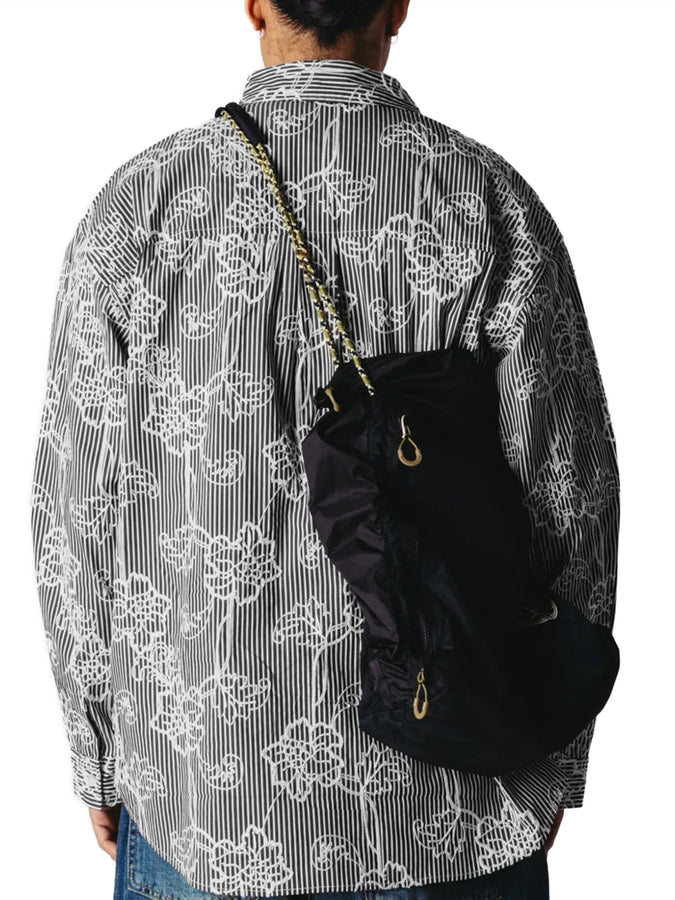 Woodbird Brooks EMB Long Sleeve Buttondown Shirt Fall 2026 | BLACK/WHITE