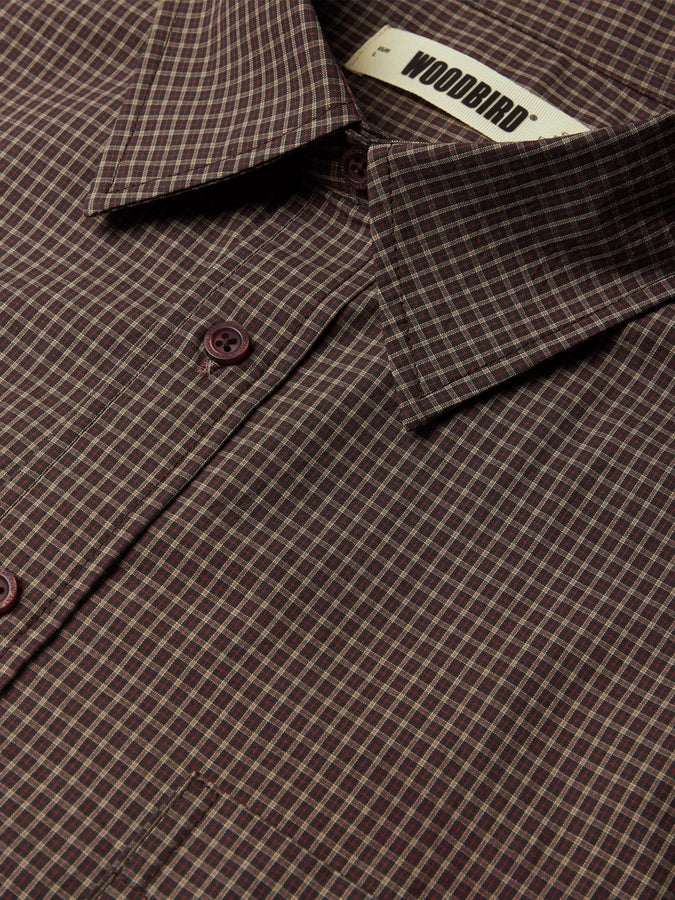 Woodbird Buzo Dau Check L/S Buttondown Shirt Fall 2026 | BROWN/RED