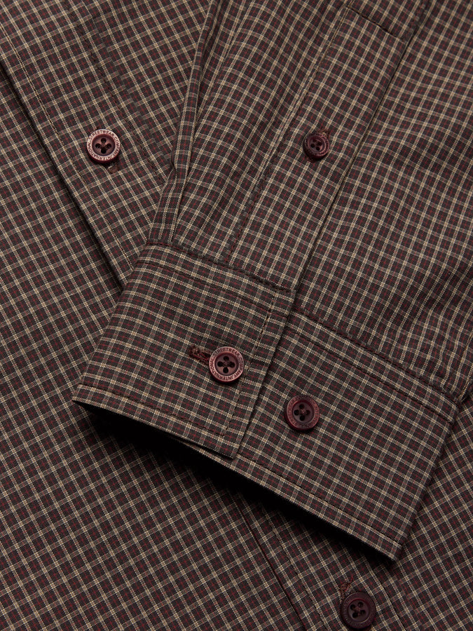 Woodbird Buzo Dau Check L/S Buttondown Shirt Fall 2026 | BROWN/RED