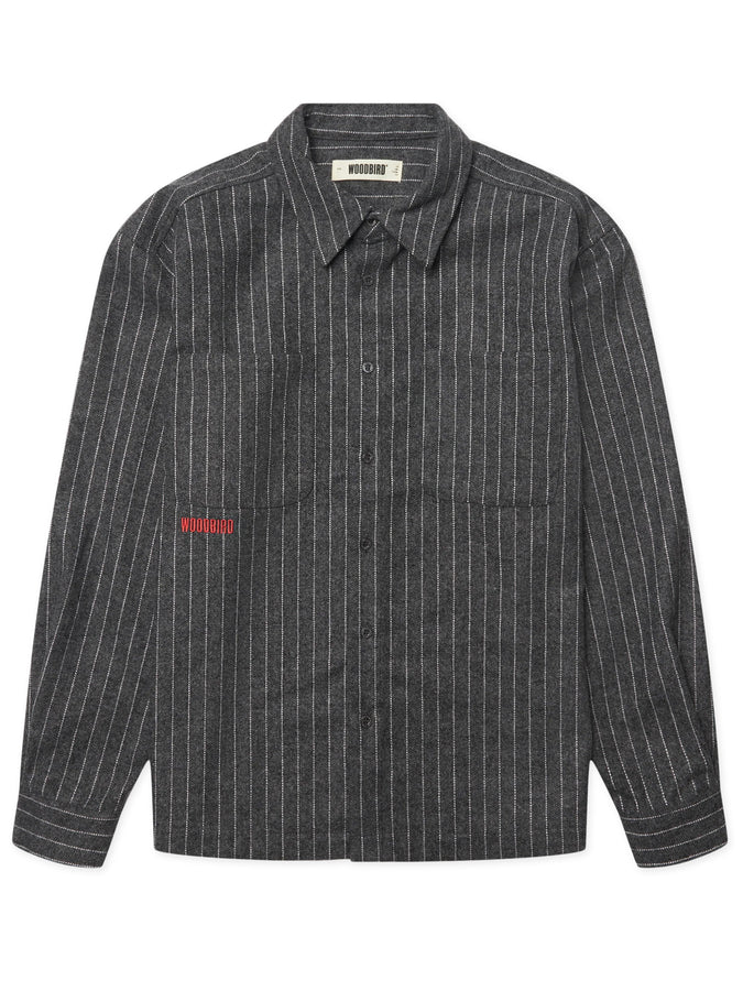 Woodbird Buzo Herringbone L/S Buttondown Shirt Fall 2026 | DARK GREY