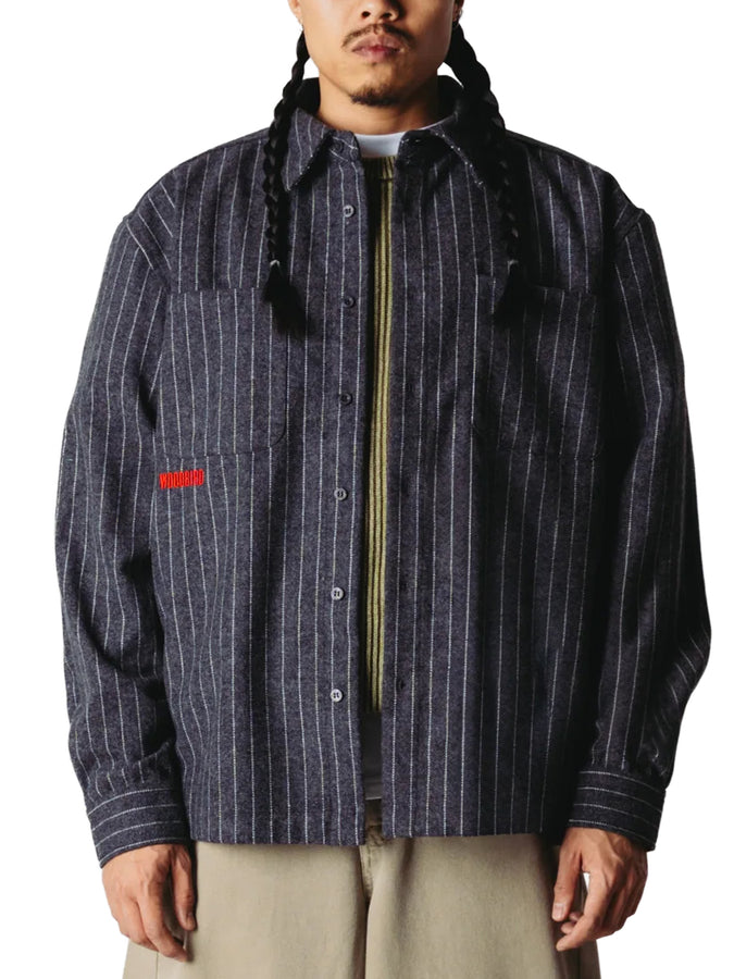 Woodbird Buzo Herringbone L/S Buttondown Shirt Fall 2026 | DARK GREY