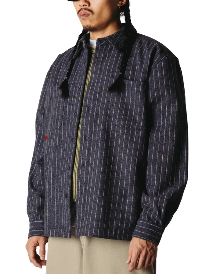 Woodbird Buzo Herringbone L/S Buttondown Shirt Fall 2026 | DARK GREY