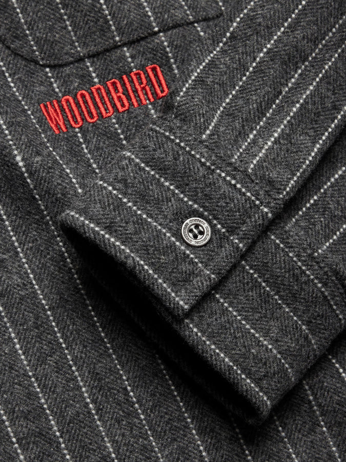Woodbird Buzo Herringbone L/S Buttondown Shirt Fall 2026 | DARK GREY