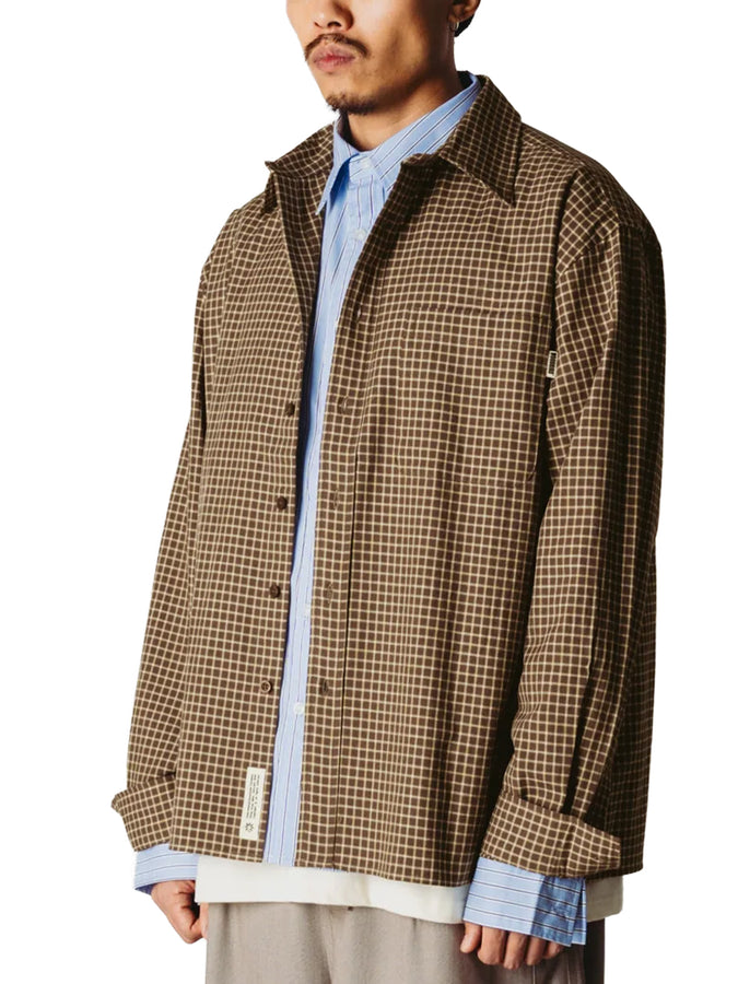 Woodbird Buzo Man Check L/S Buttondown Shirt Fall 2026 | BROWN/HONEY