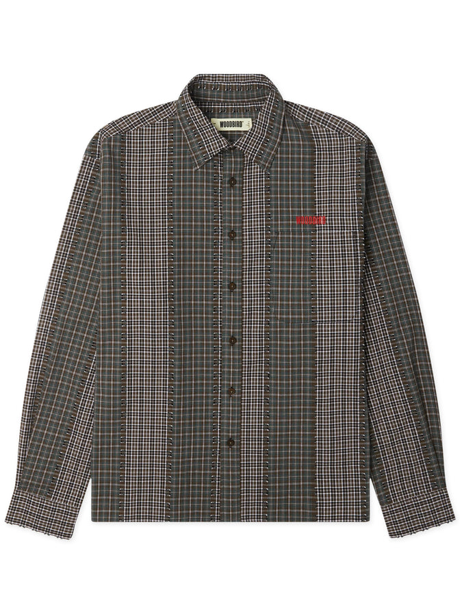 Woodbird Buzo Woma L/S Buttondown Shirt Fall 2026 | BROWN/GREEN