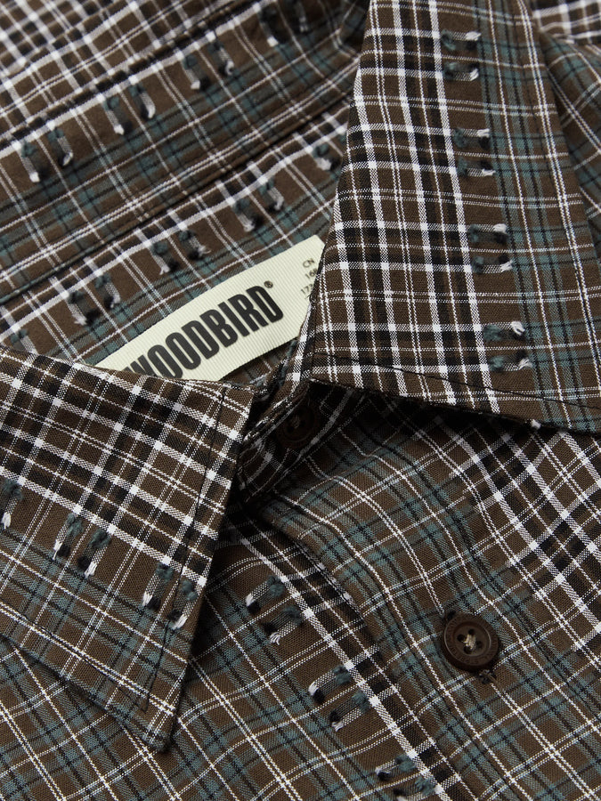 Woodbird Buzo Woma L/S Buttondown Shirt Fall 2026 | BROWN/GREEN