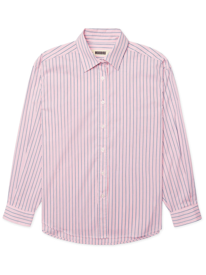 Woodbird Liva Stripe Long Sleeve Buttondown Shirt Fall 2026 | PINK