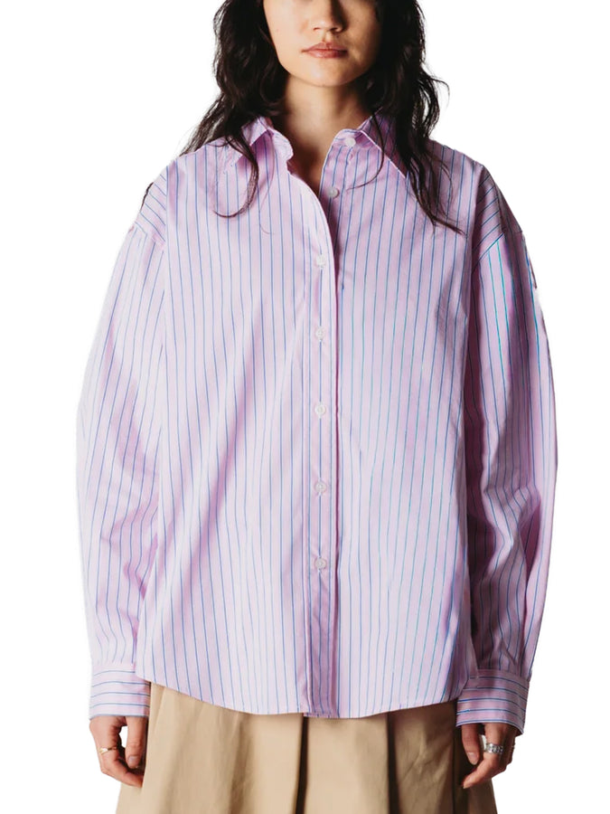 Woodbird Liva Stripe Long Sleeve Buttondown Shirt Fall 2026 | PINK