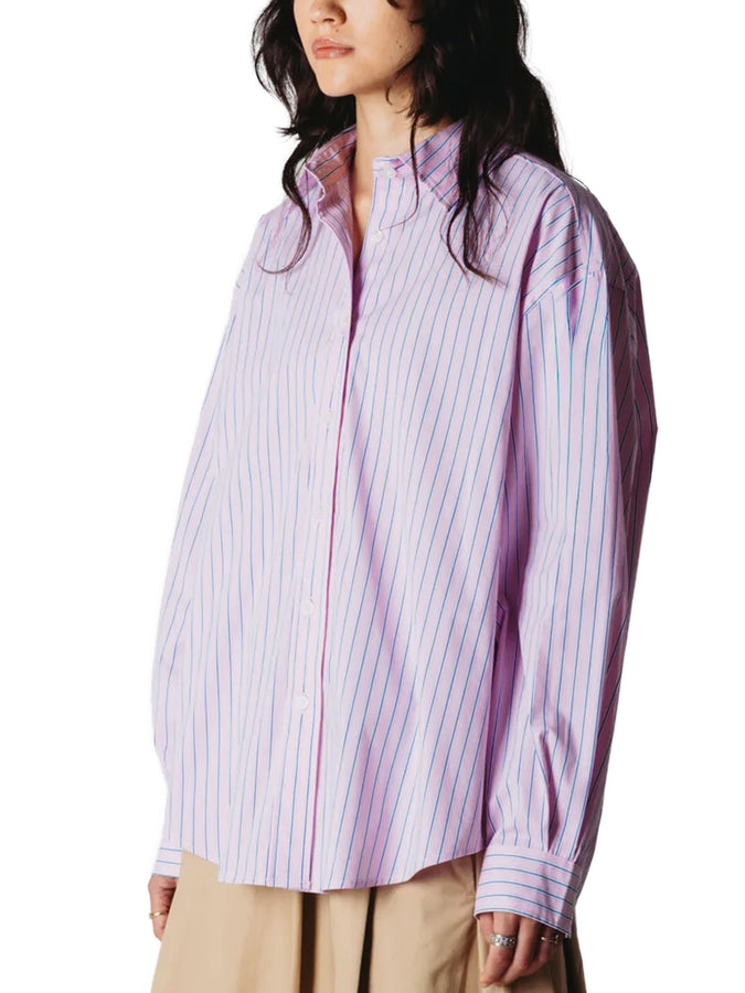 Woodbird Liva Stripe Long Sleeve Buttondown Shirt Fall 2026 | PINK