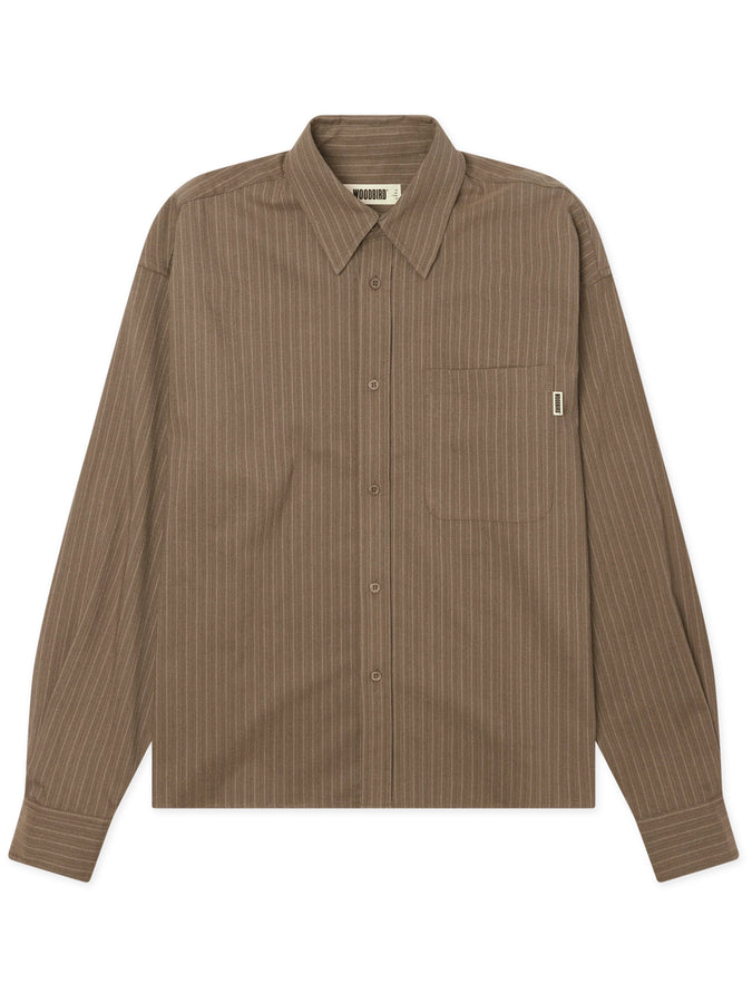 Woodbird Xing HB Stripe L/S Buttondown Shirt Fall 2026 | DARK OLIVE