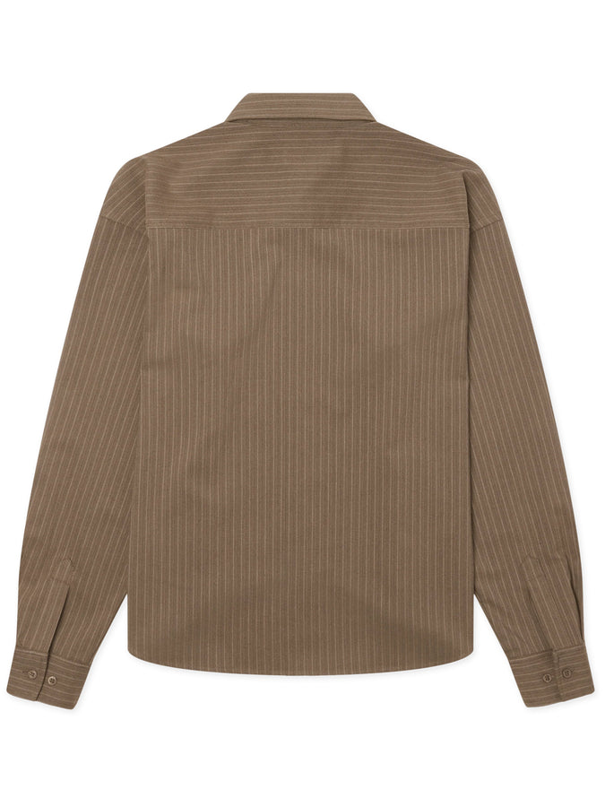 Woodbird Xing HB Stripe L/S Buttondown Shirt Fall 2026 | DARK OLIVE