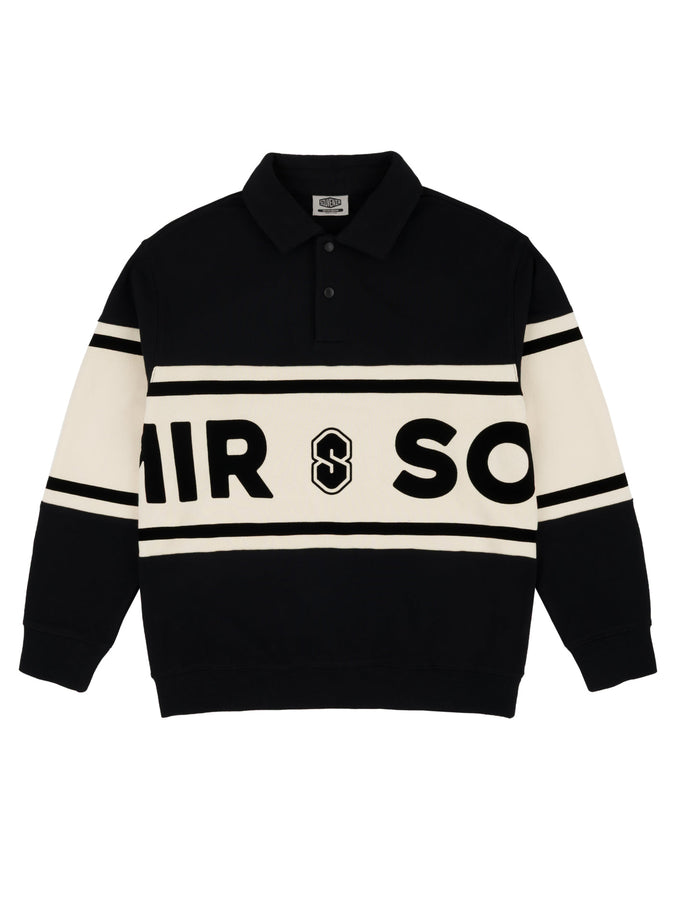 Souvenir Fleece Rugby Long Sleeve Polo Winter 2026 | BLACK/MARSHMALLOW