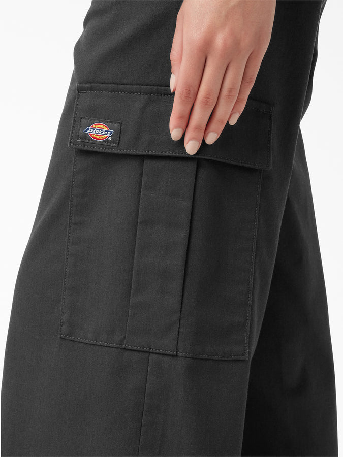 Dickies Wide Women Cargo Crop Pants Spring 2024 | STONEWASHED BLACK (SBK)