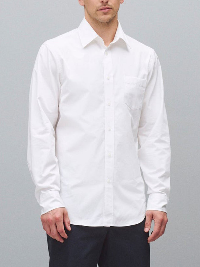 Reigning Champ Cotton Poplin Alumni Standard Long Sleeve Buttondown Shirt Spring 2026 | WHITE