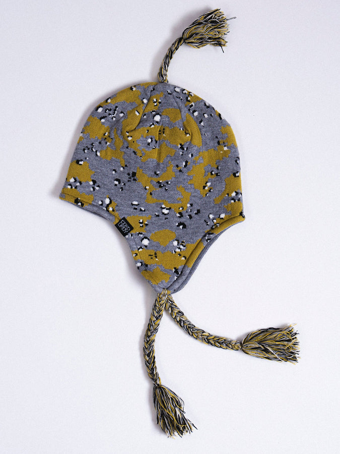 Autumn Chip Camo Ear Flap Beanie | CEMENT
