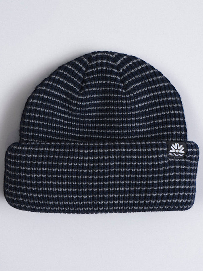 Autumn Stripe Double Roll Beanie | MIDNIGHT