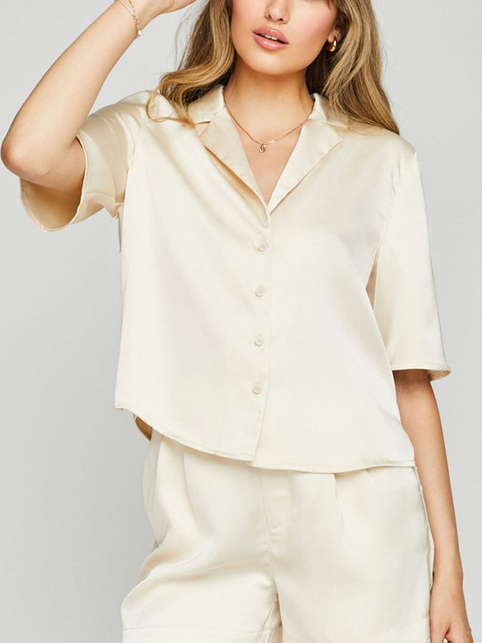 Gentle Fawn Spring 2024 Moxie Short Sleeve Buttondown Shirt | CREAM 