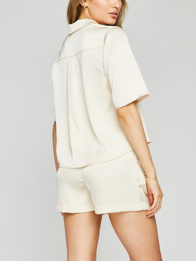 Gentle Fawn Spring 2024 Moxie Short Sleeve Buttondown Shirt | CREAM