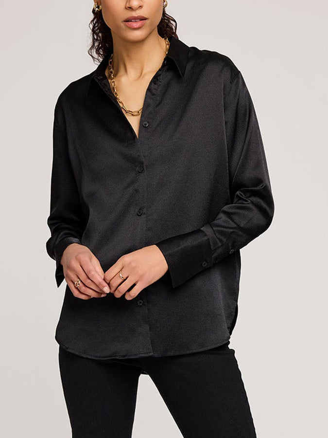 Gentle Fawn Simone Long Sleeve Buttondown Shirt Holiday 2025 | BLACK