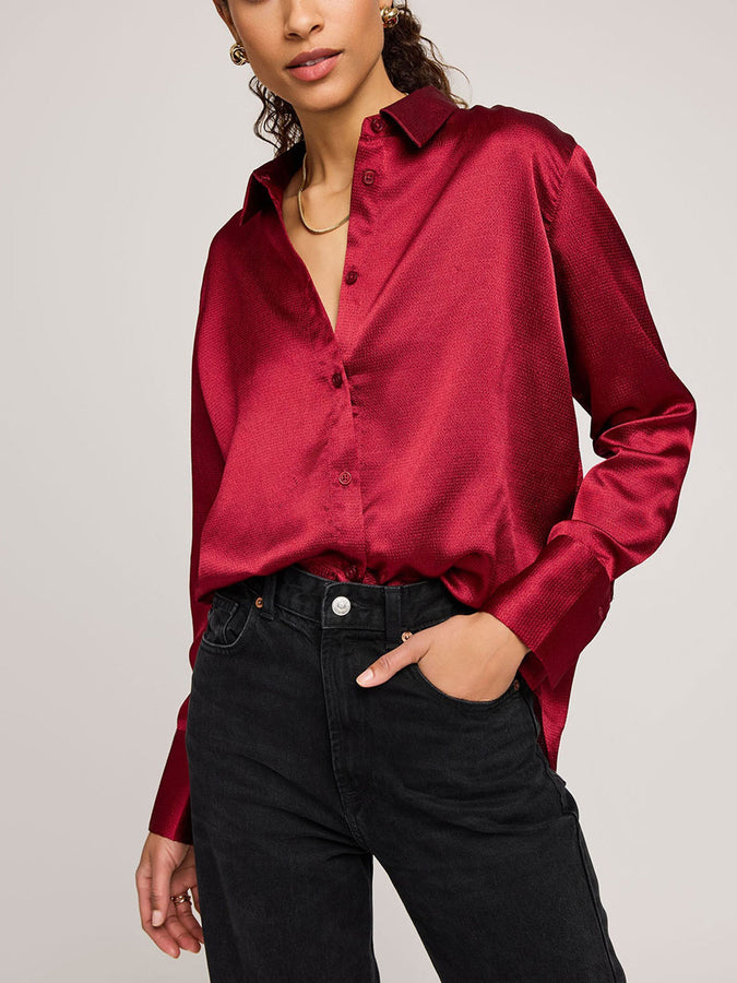 Gentle Fawn Simone Long Sleeve Buttondown Shirt Holiday 2025 | CRIMSON