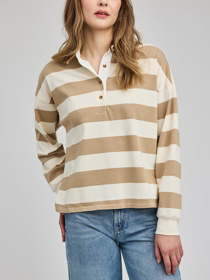 Gentle Fawn Britt Polo Spring 2026 |KHAKI STRIPE