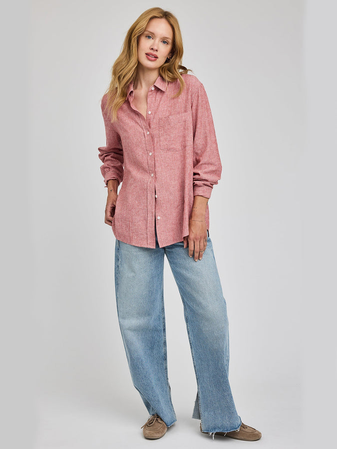 Gentle Fawn Dominique Buttondown Shirt Spring 2026 | GARNET STRIPE