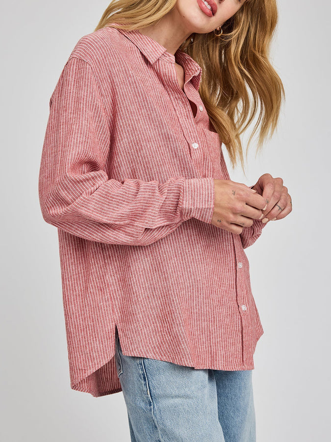 Gentle Fawn Dominique Buttondown Shirt Spring 2026 | GARNET STRIPE