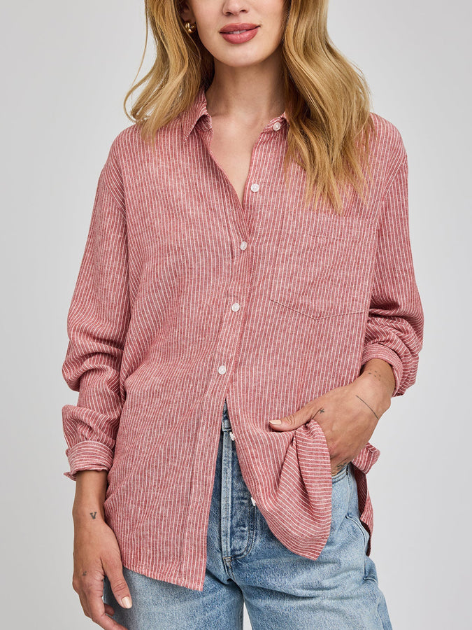 Gentle Fawn Dominique Buttondown Shirt Spring 2026 | GARNET STRIPE
