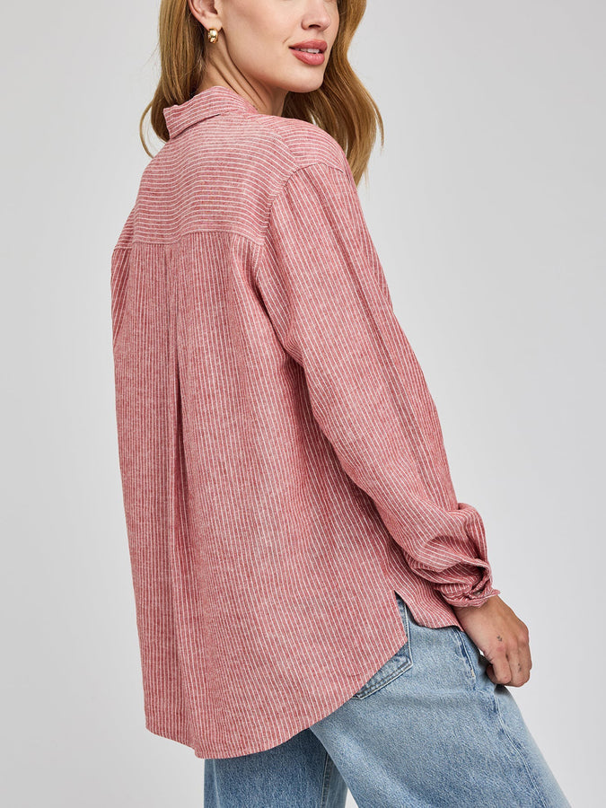 Gentle Fawn Dominique Buttondown Shirt Spring 2026 | GARNET STRIPE