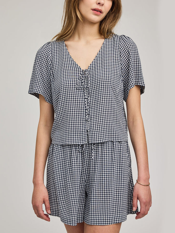 Gentle Fawn Becca Short Sleeve Blouse Summer 2026 | NAVY GINGHAM