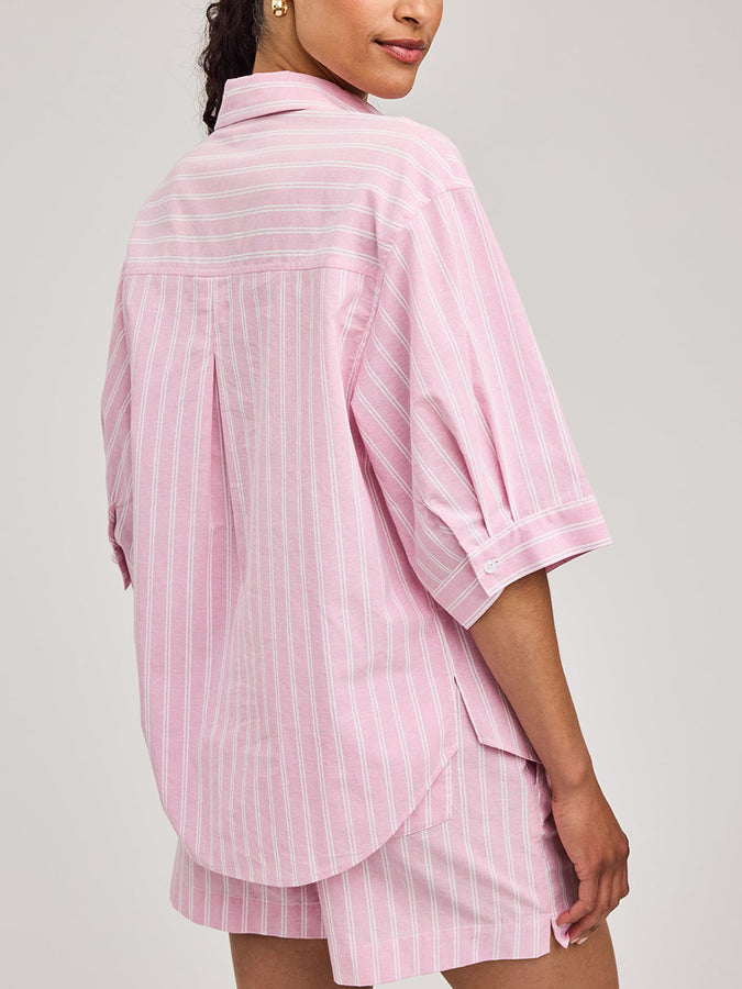 Gentle Fawn Blaire Short Sleeve Buttondown Shirt Summer 2026 | CARNATION STRIPE