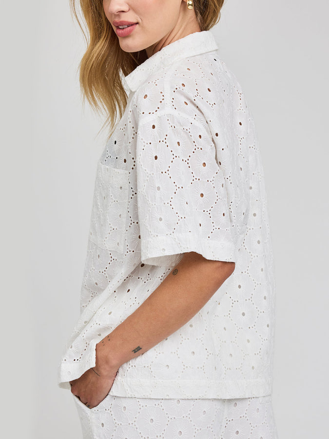 Gentle Fawn Louisa Short Sleeve Buttondown Shirt Summer 2026 | WHITE