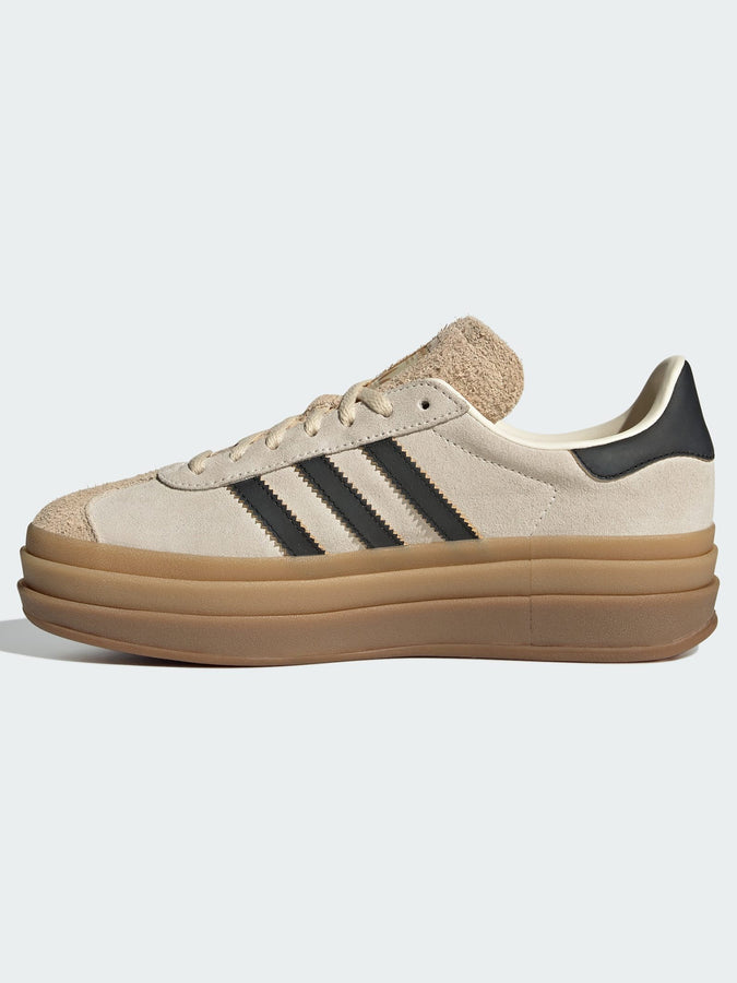 Adidas Gazelle Bold Shoes Fall 2025 | CREAM WHITE/BLACK/SAND STRATA