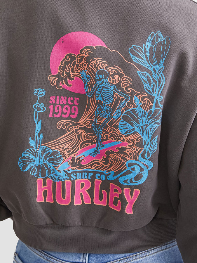 Hurley Ride and Glide Women Crop Zip Hoodie Spring 2024 | BLACK (BLK)