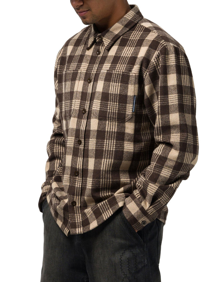 Souvenir Heavyweight Flannel L/S Buttondown Shirt Fall 2026 | BROWN CHECK