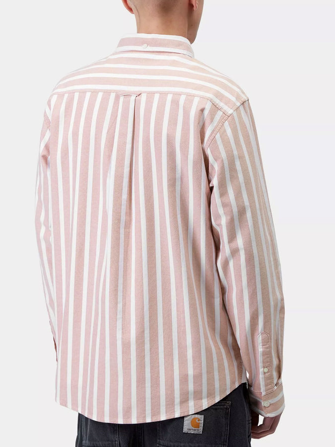 Carhartt Wip Deven Long Sleeve Buttondown Shirt Spring 2026 | OXIDE RED/WHITE (3JDXX)
