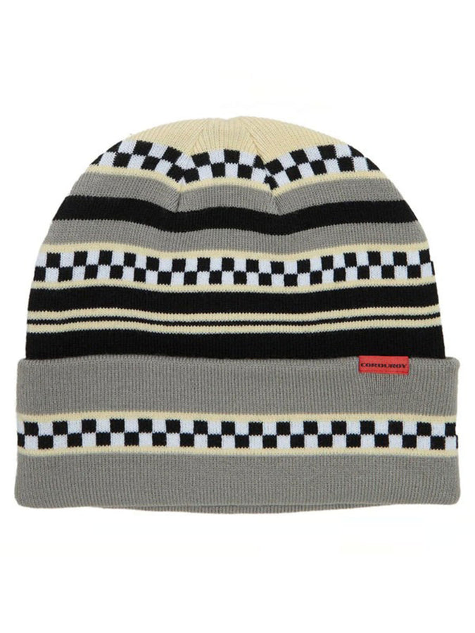 Corduroy Checkstripe Beanie | STONE GREY