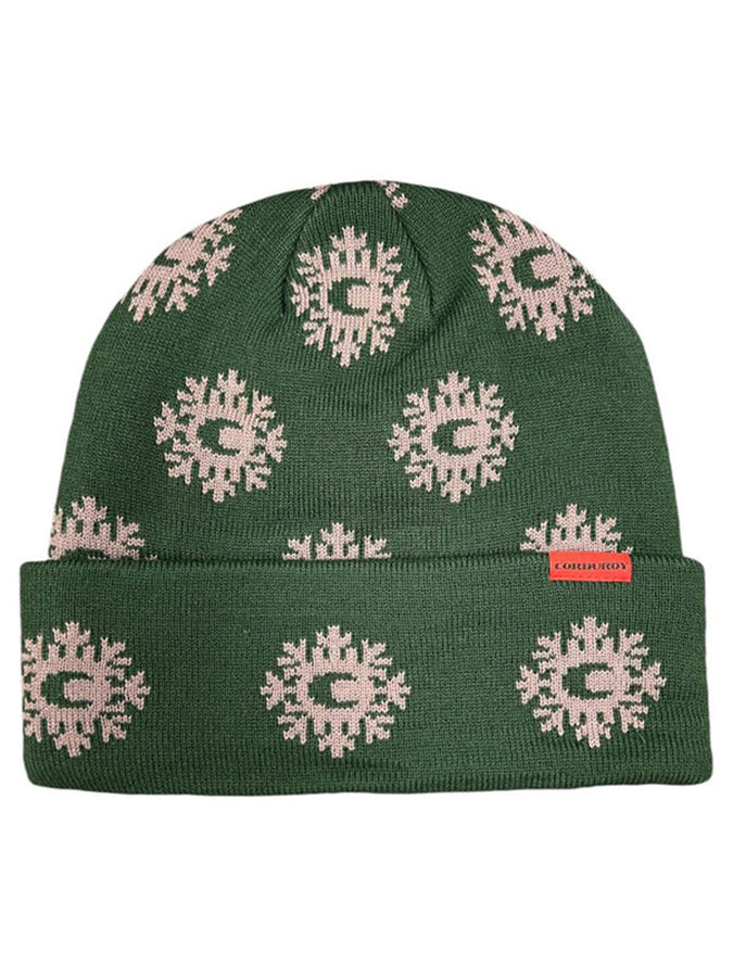 Corduroy Monogram Beanie | EVERGREEN