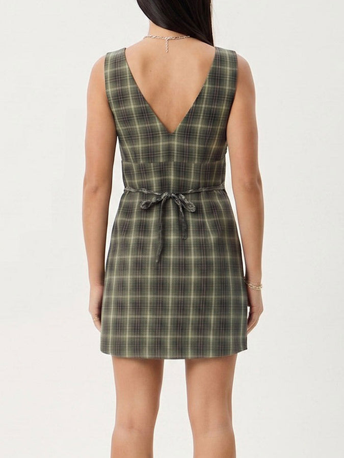 Afends Jonah Dress Summer 2026 | DEEP OLIVE CHECK