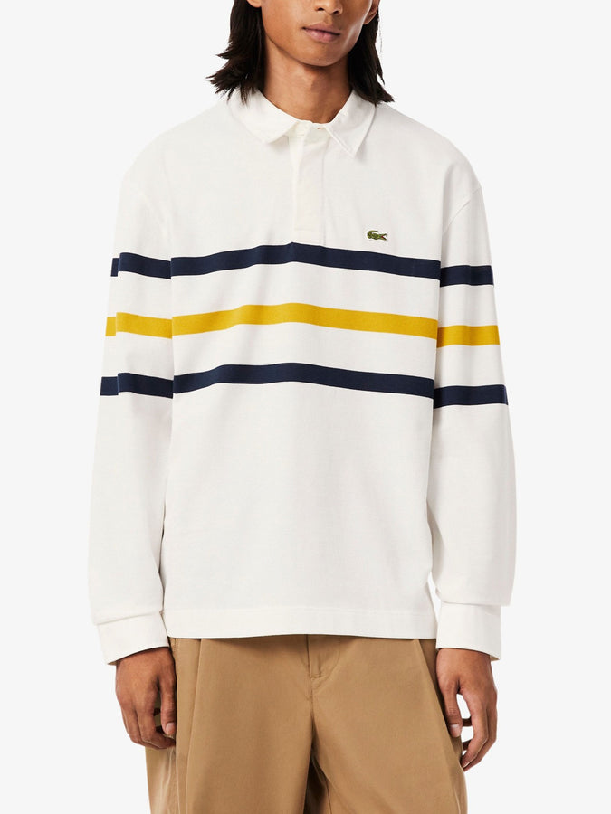 Lacoste Relaxed Fit Cotton Rugby Long Sleeve Polo Fall 2026 | WHITE (70V)