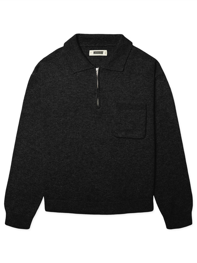 Woodbird Kang 1/2 Zip Polo Fall 2026 | BLACK
