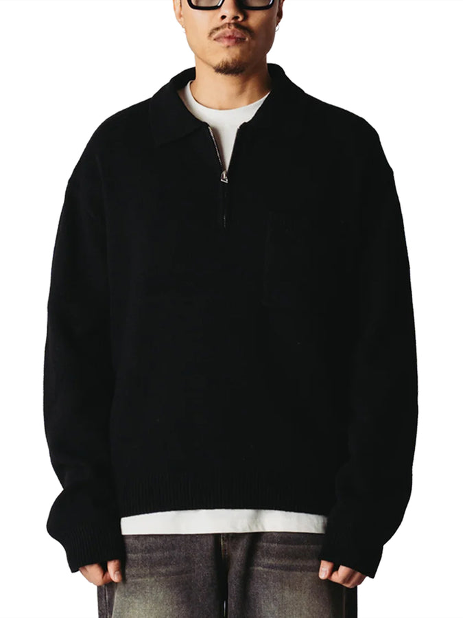 Woodbird Kang 1/2 Zip Polo Fall 2026 | BLACK