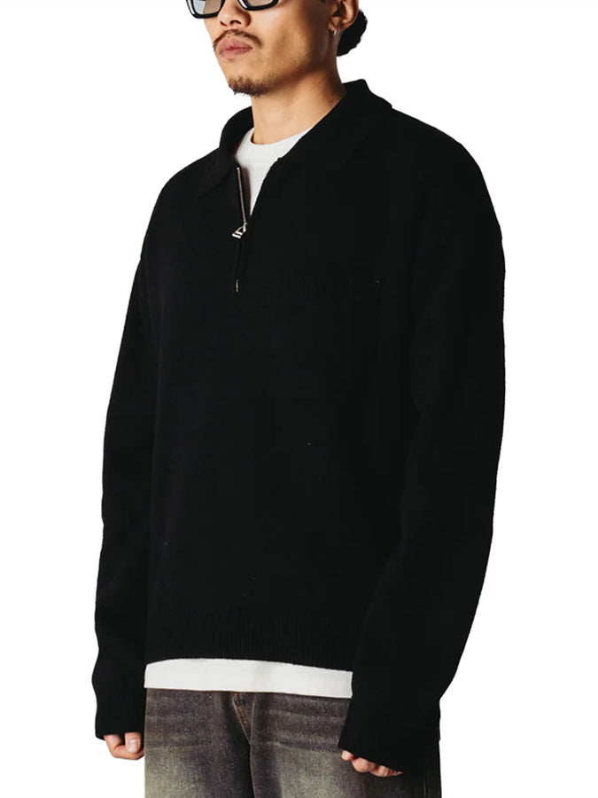 Woodbird Kang 1/2 Zip Polo Fall 2026 | BLACK