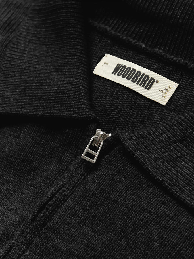 Woodbird Kang 1/2 Zip Polo Fall 2026 | BLACK