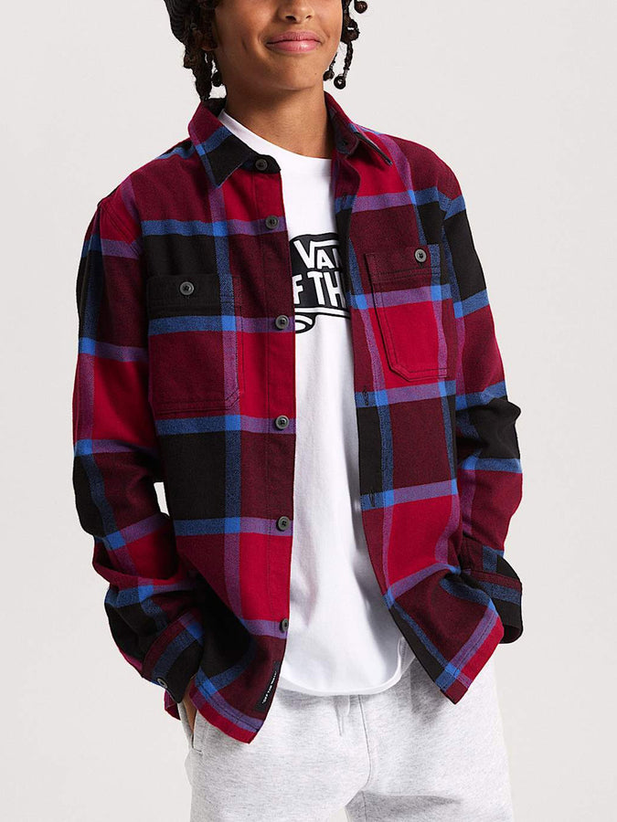 Vans Larkspur Plaid Flannel L/S Buttondown Shirt Fall 2025 | BORDEAUX/BLACK (F0G)