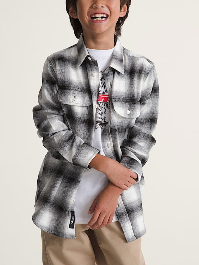 Vans Lawson Plaid Flannel Long Sleeve Buttondown Shirt Spring 2026 | MARSHMALLOW/BLACK (KIG)